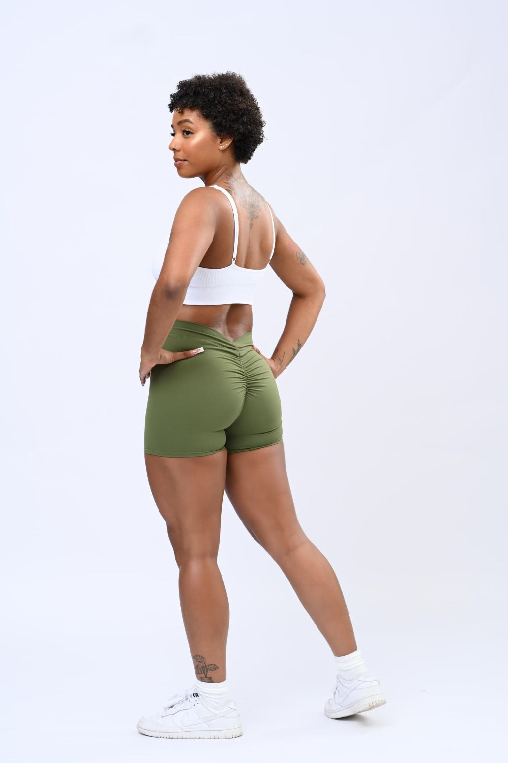 Olive Ruche Dynamic Stretch Short