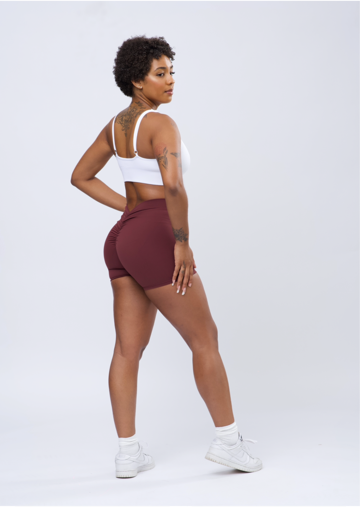 Cranberry Ruche Dynamic Stretch Short
