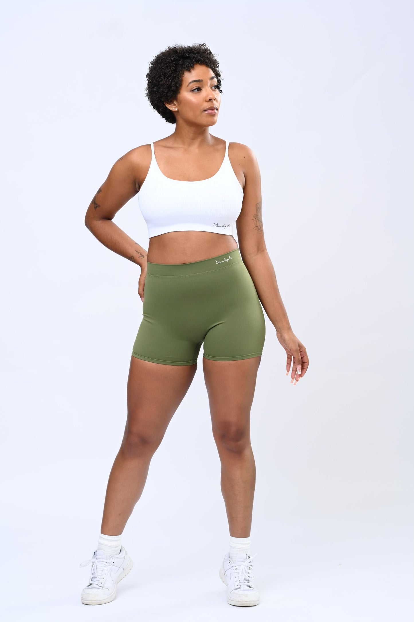 Olive Ruche Dynamic Stretch Short