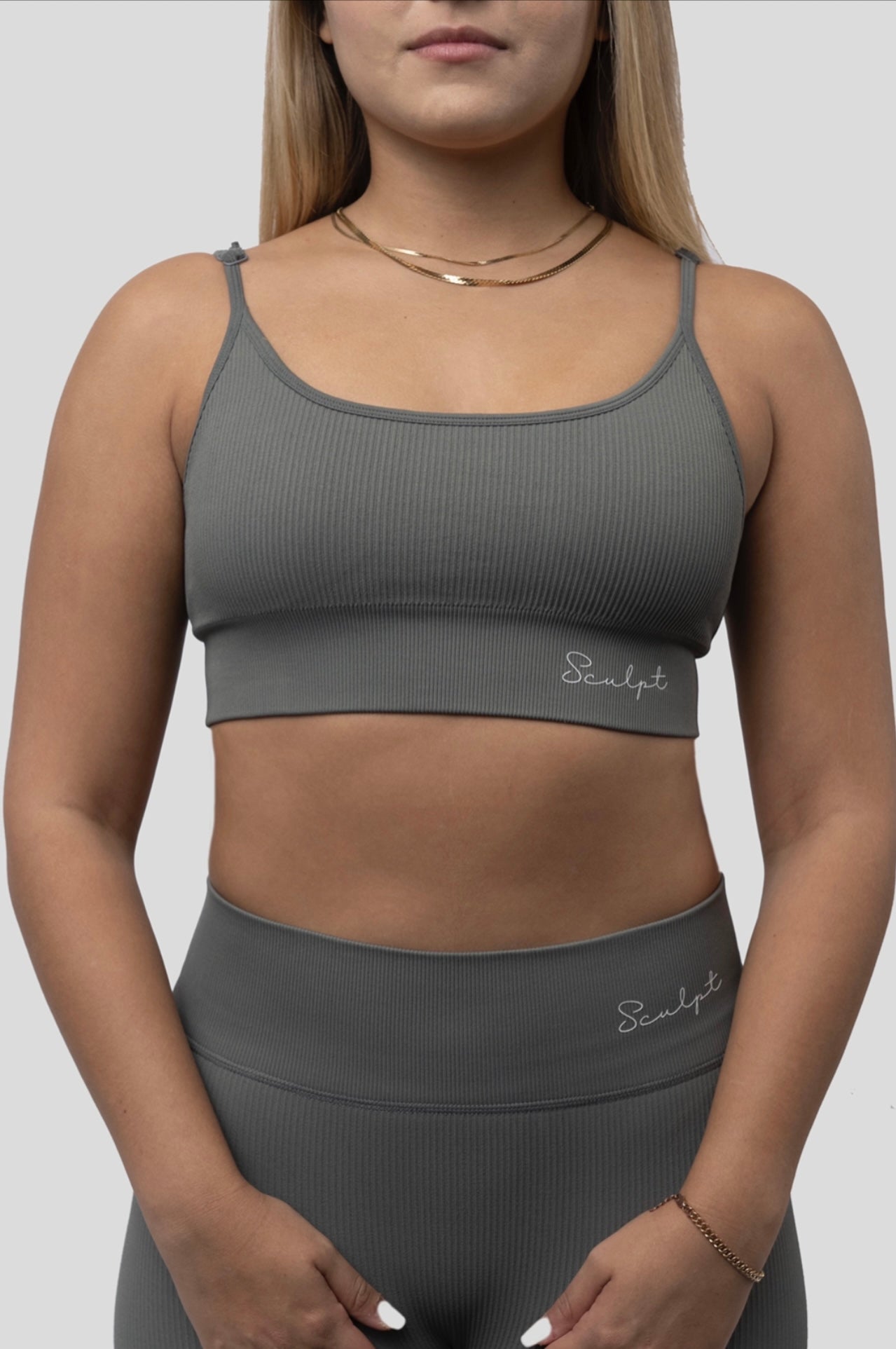 GREY ESSENTIAL RIBBED BRA
