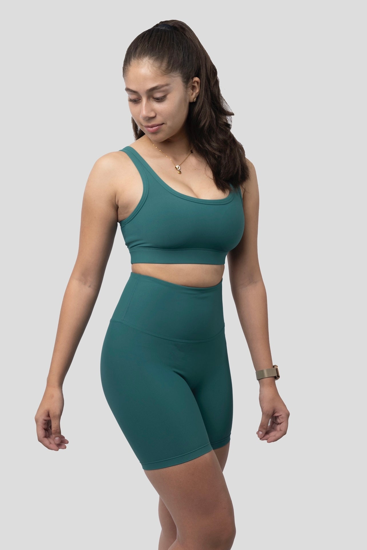TEAL GREEN COMFORT BIKER SHORT SET