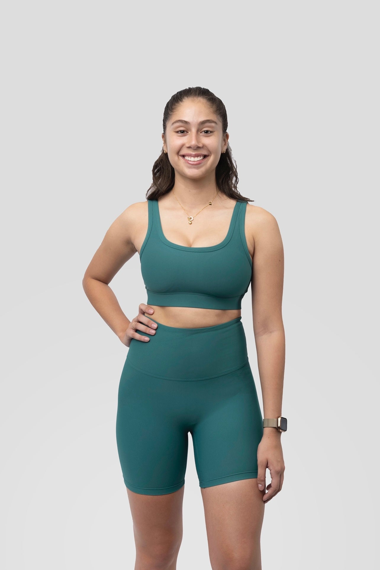TEAL GREEN COMFORT BIKER SHORT SET