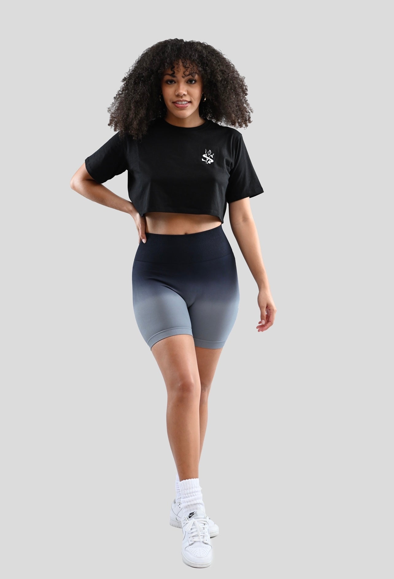 SMOKE GREY OMBRÉ BIKER SHORT
