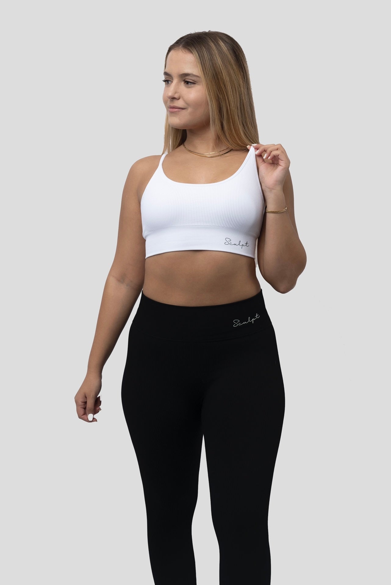 WHITE ESSENTIAL RIBBED BRA
