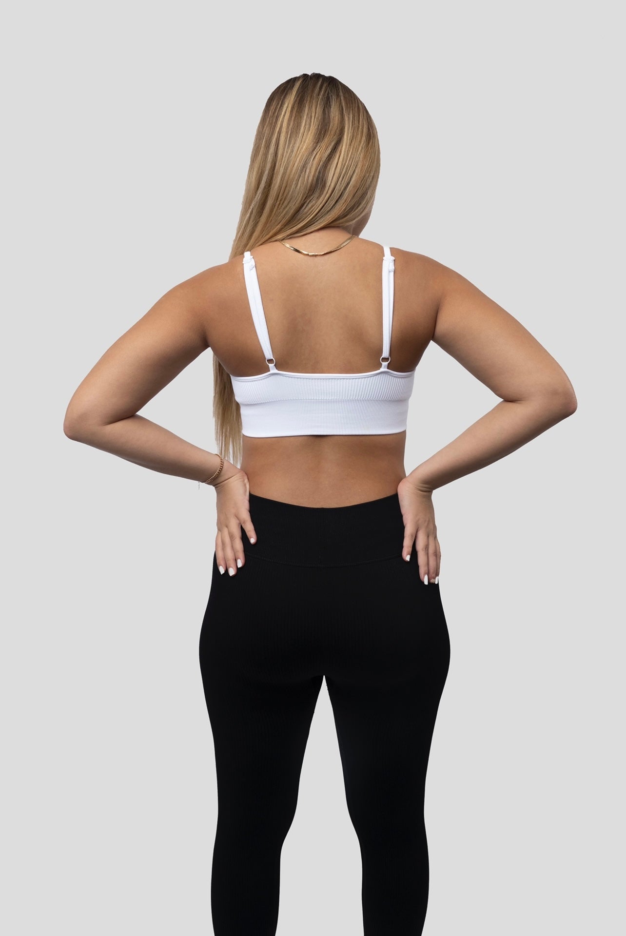WHITE ESSENTIAL RIBBED BRA