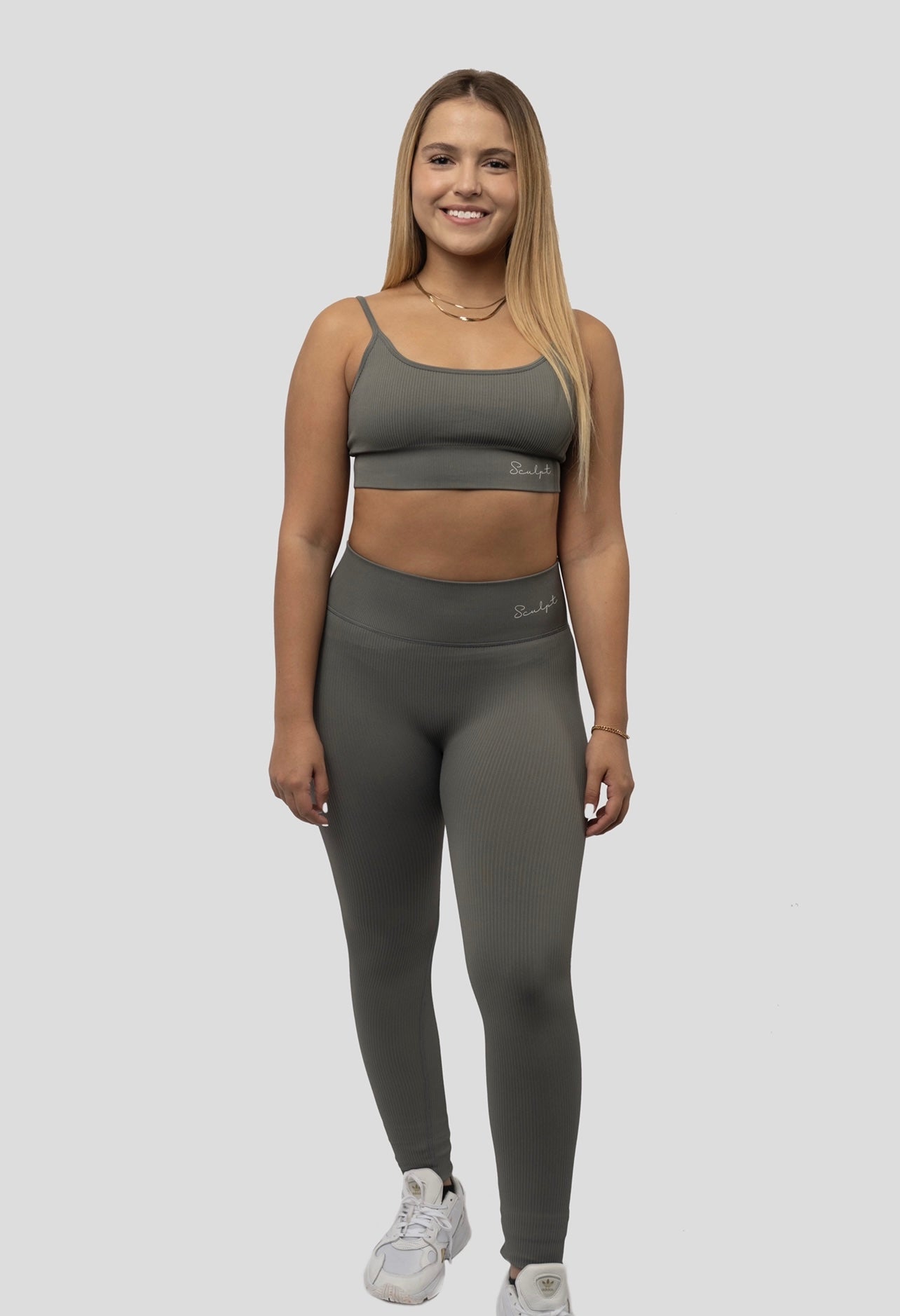 GREY ESSENTIAL RIBBED BRA