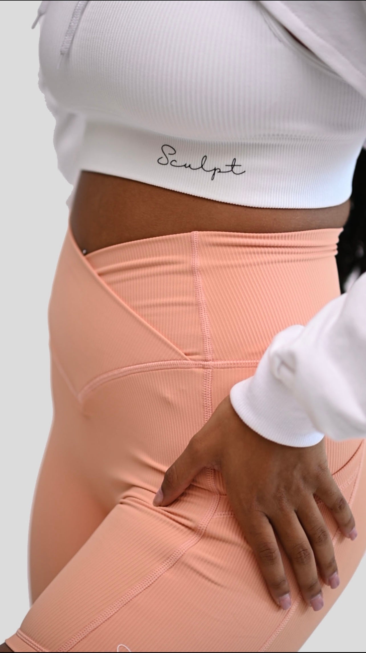 PEACH LUXE RIBBED BIKER SHORT