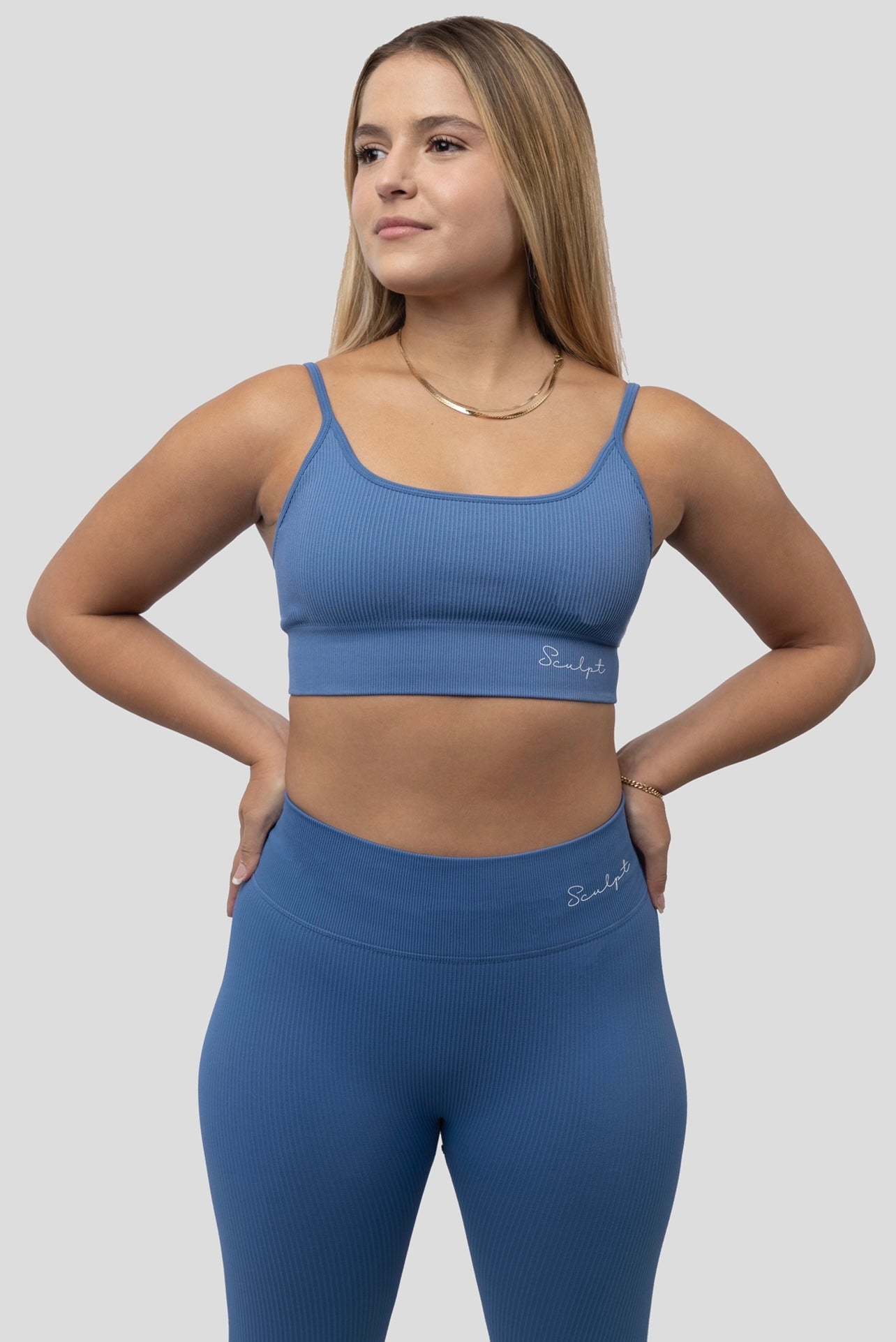 BLUE ESSENTIAL RIBBED BRA
