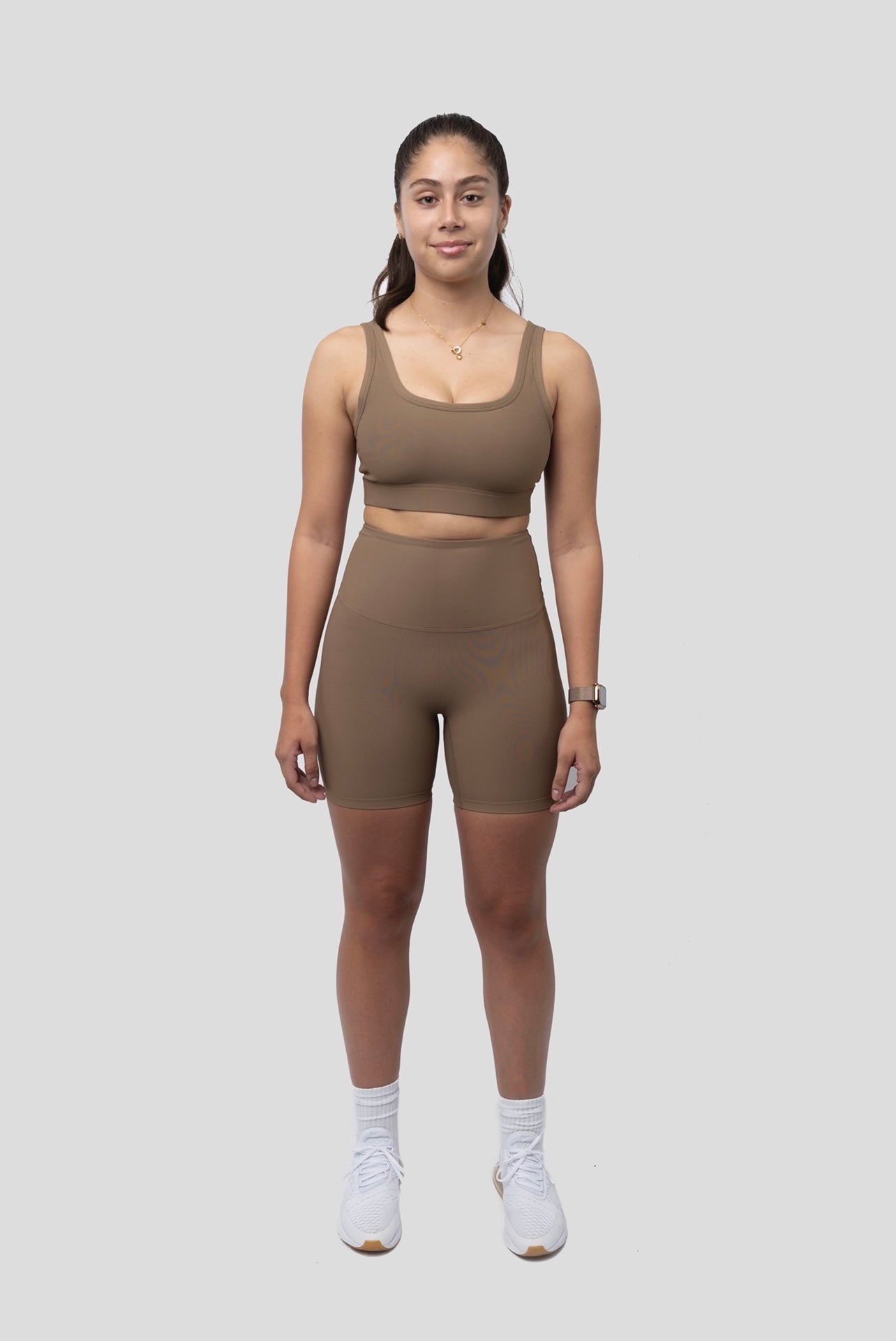 WARM TAUPE COMFORT BIKER SHORT SET