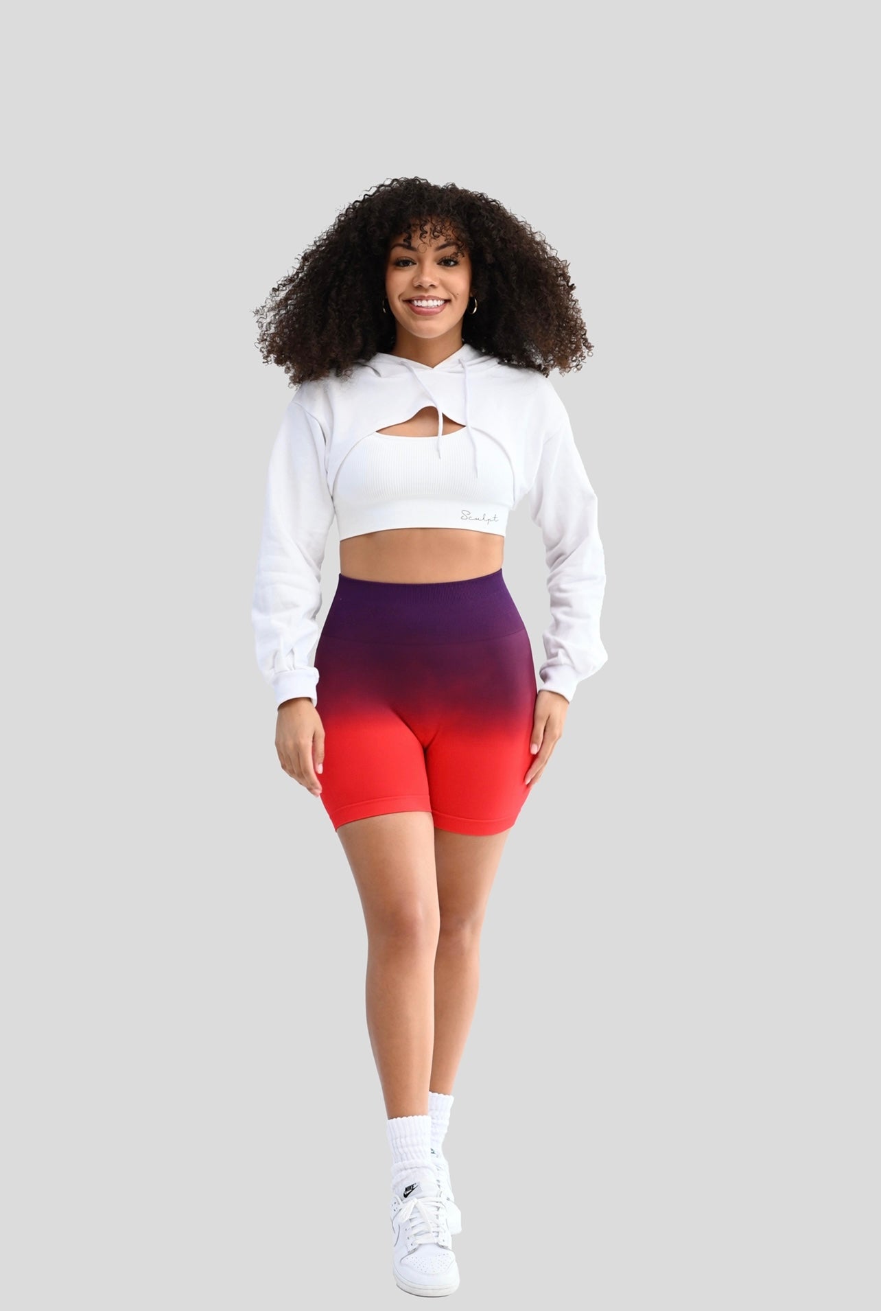 WHITE HOODED CROP SWEATER