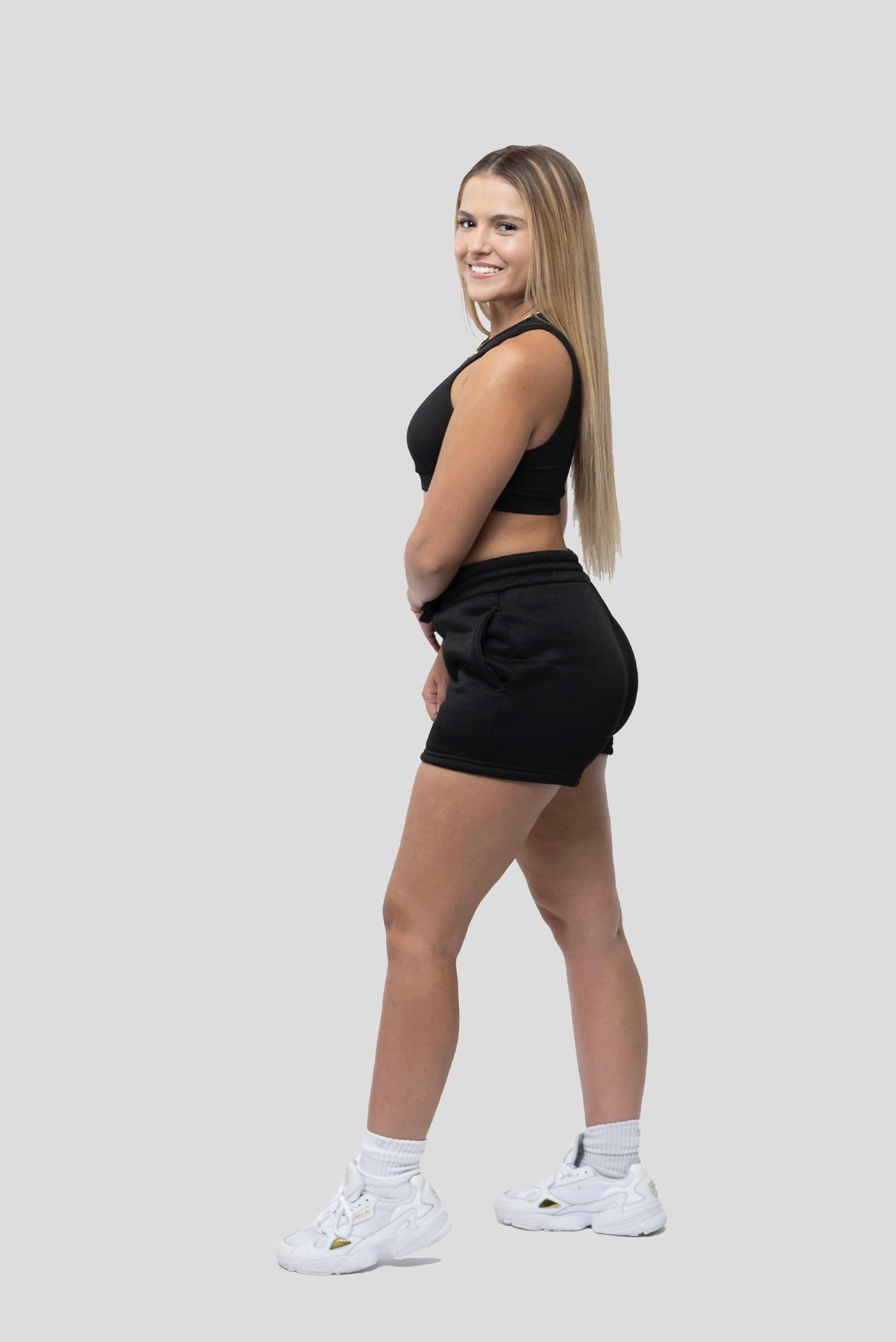 BLACK RELAXED-FIT TERRY SHORT SET