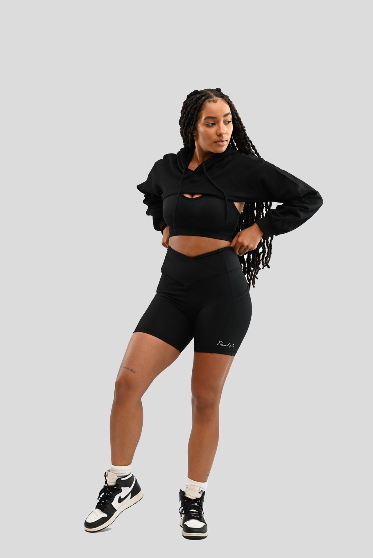 Ribbed Sculpted Seamless Crop Top and Biker Shorts Set