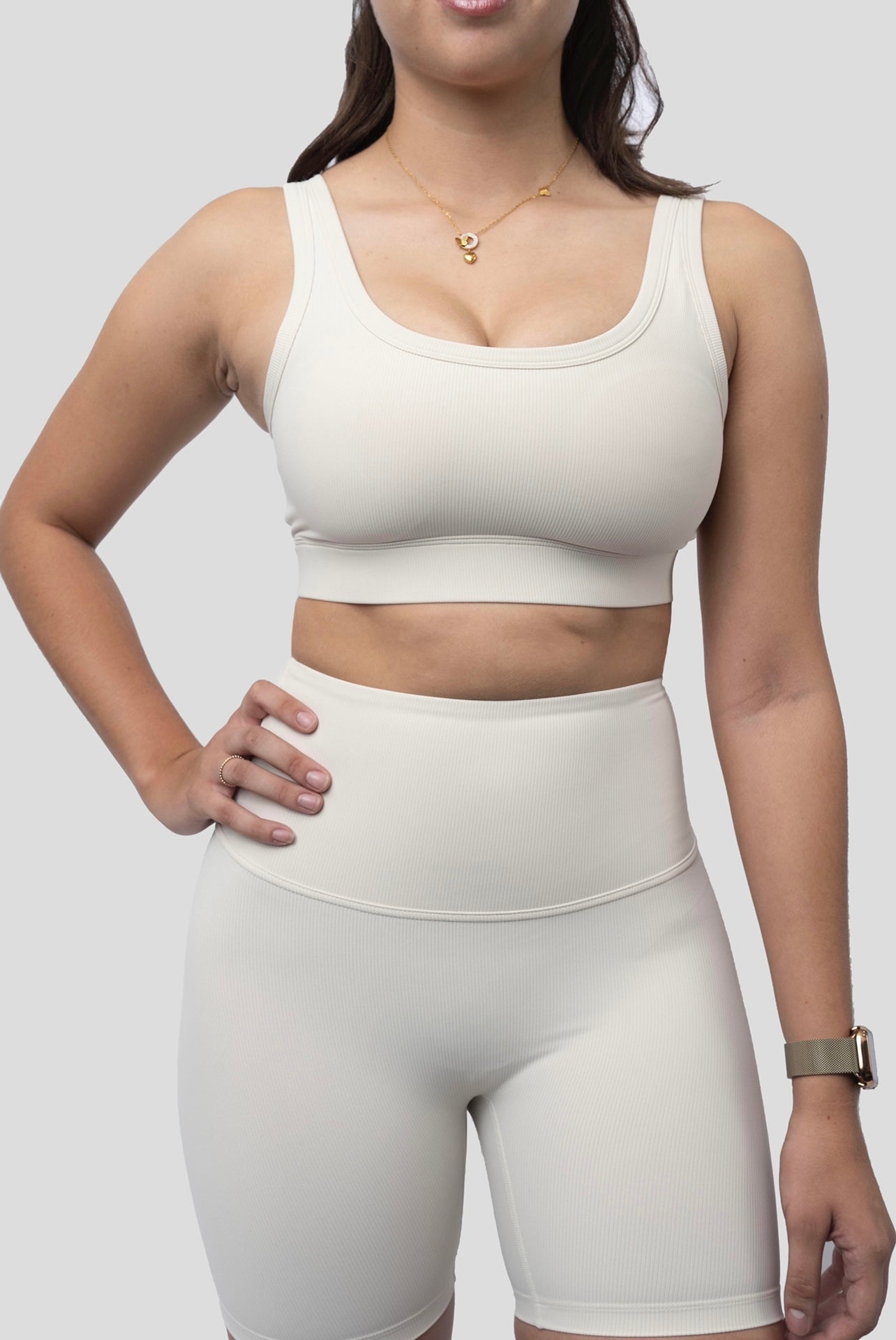 CREAMY WHITE COMFORT BIKER SHORT SET