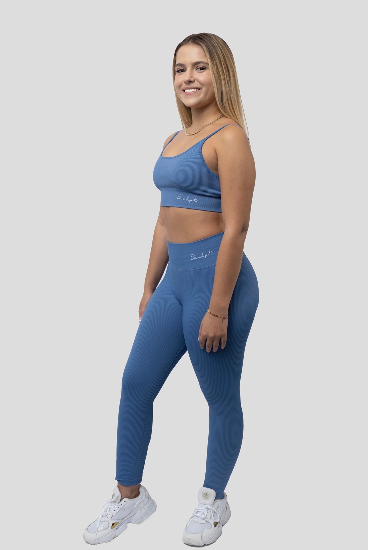 BLUE ESSENTIAL RIBBED BRA