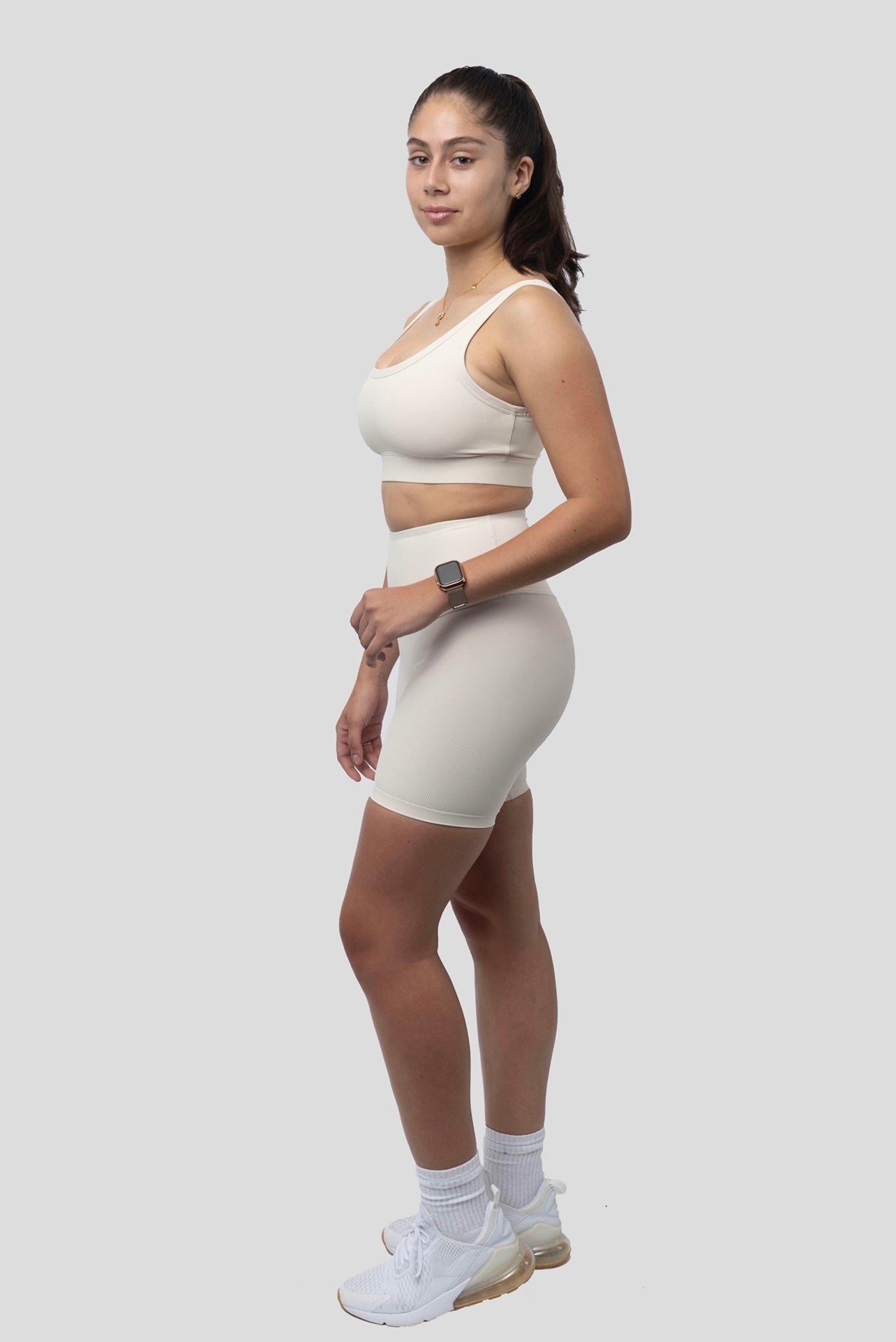 CREAMY WHITE COMFORT BIKER SHORT SET