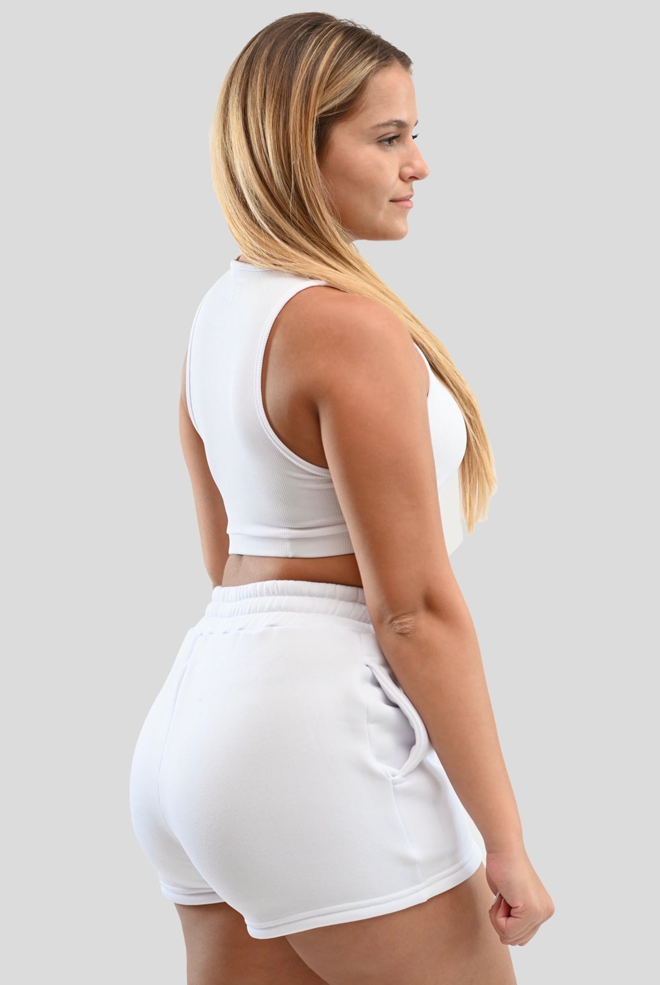 WHITE RELAXED-FIT TERRY SHORT SET
