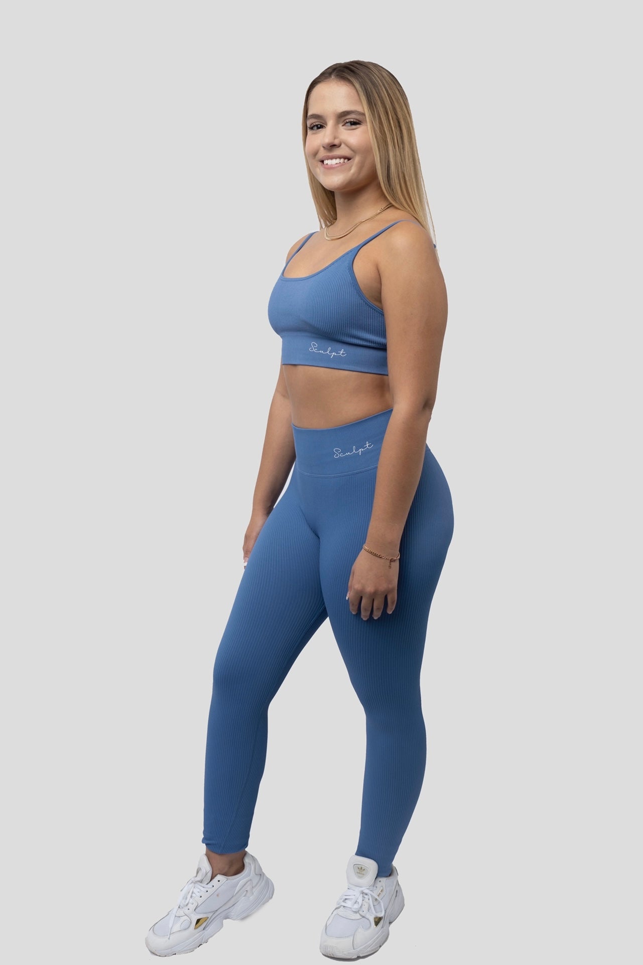 BLUE ESSENTIAL RIBBED LEGGING