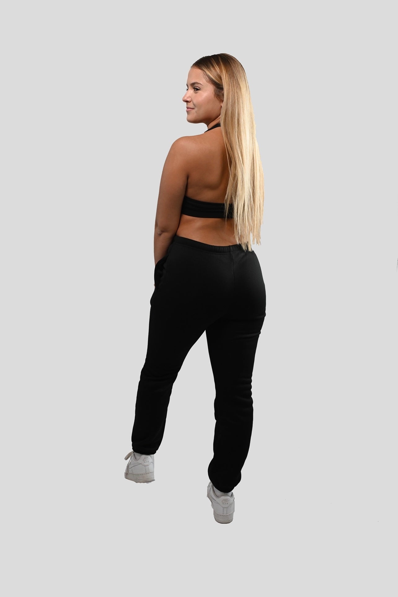 BLACK RELAXED MID-RISE JOGGER SET