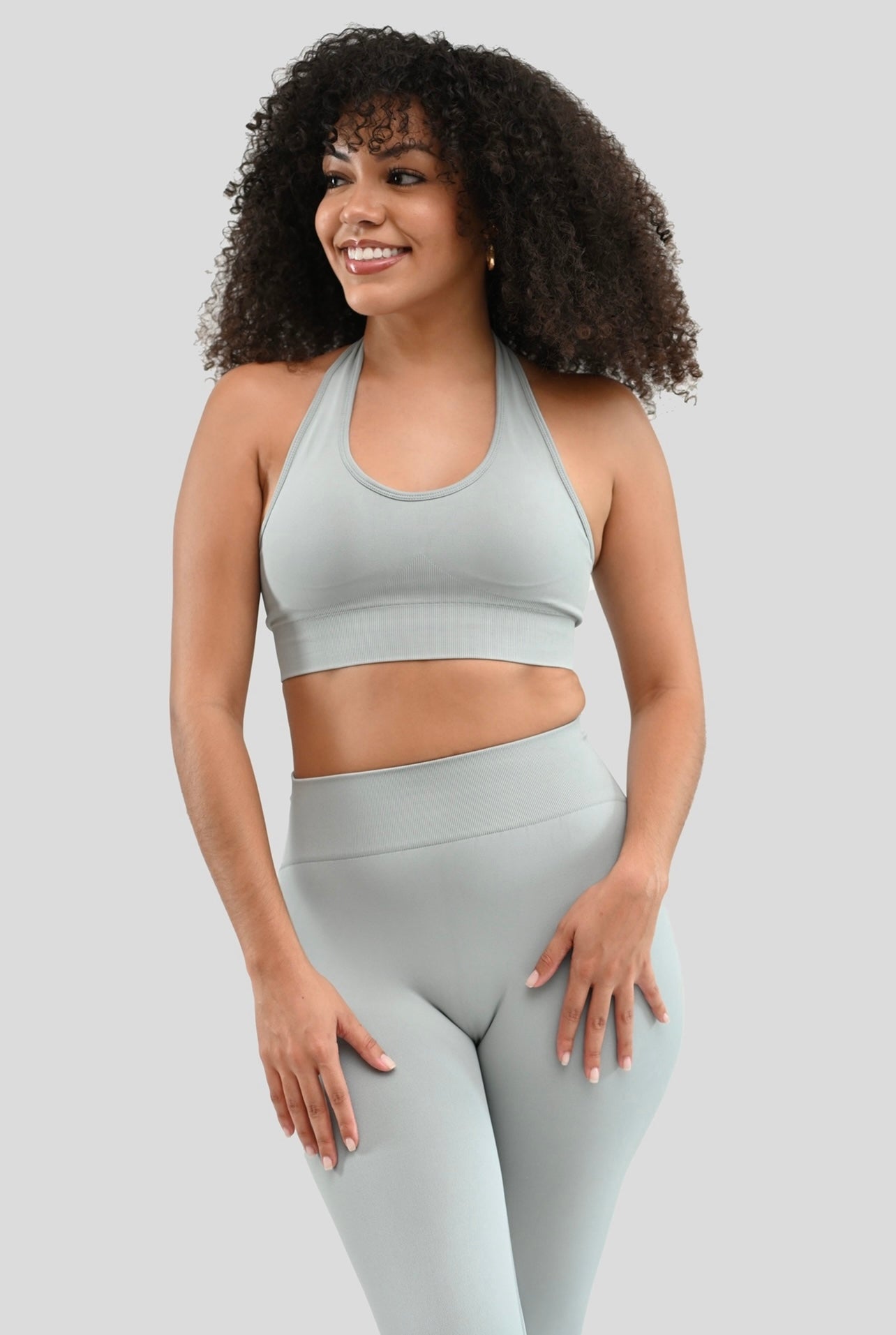 DOVE GREY HALTER SEAMLESS BRA