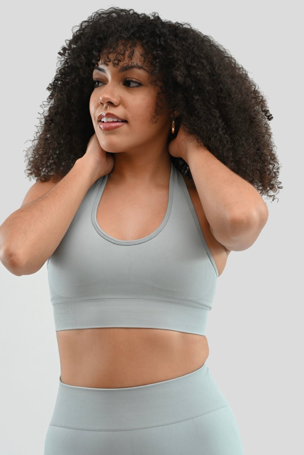 DOVE GREY HALTER SEAMLESS BRA